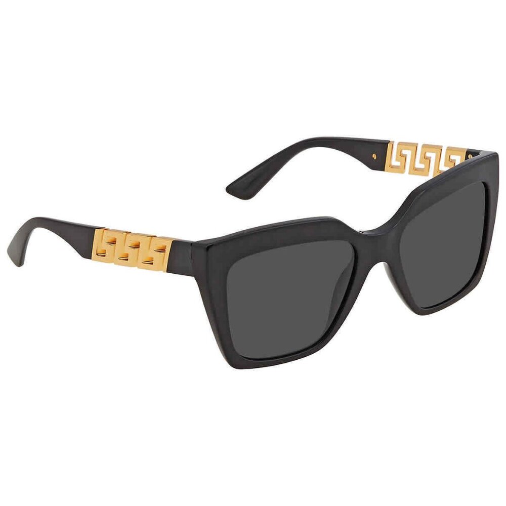 Versace Womens Square Black Gold Sunglasses